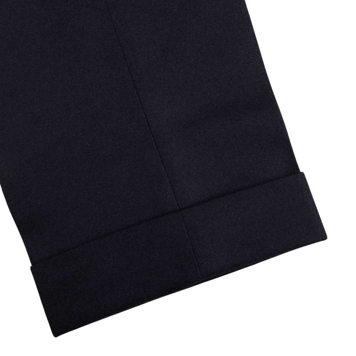 Luigi Bianchi Navy Wool Flannel Pleated Trousers Cuff