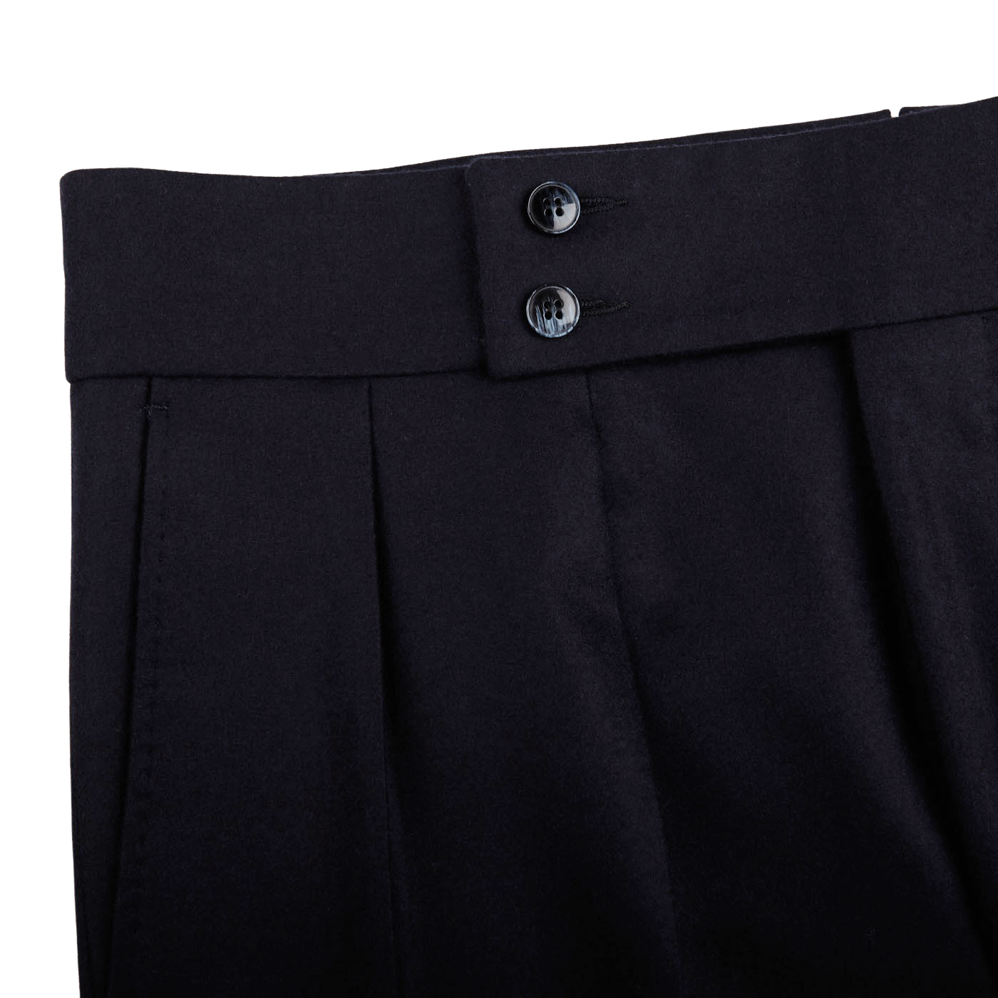 Luigi Bianchi | Navy Wool Flannel Pleated Trousers