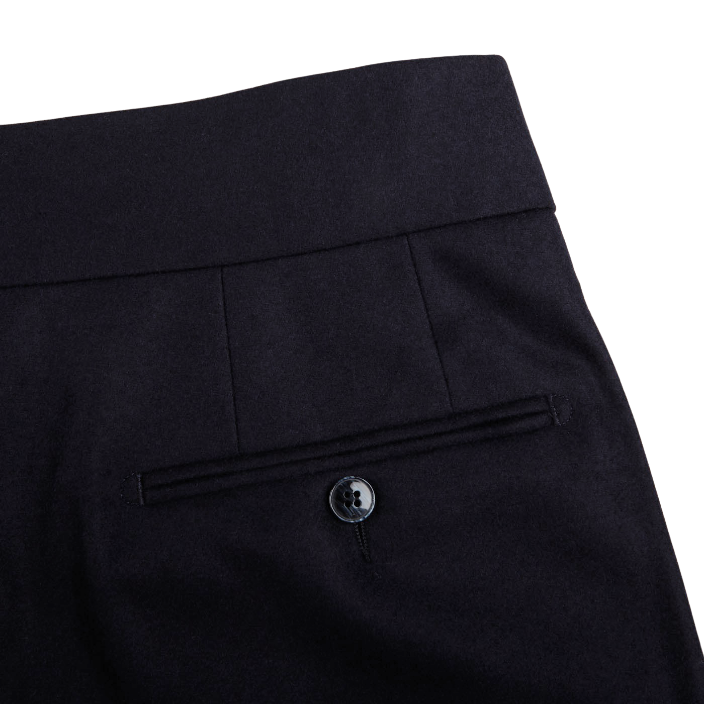 Luigi Bianchi Navy Wool Flannel Pleated Trousers Pocket