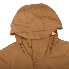 Manifattura Ceccarelli Dark Tan Cotton Canvas All Season Coat Collar