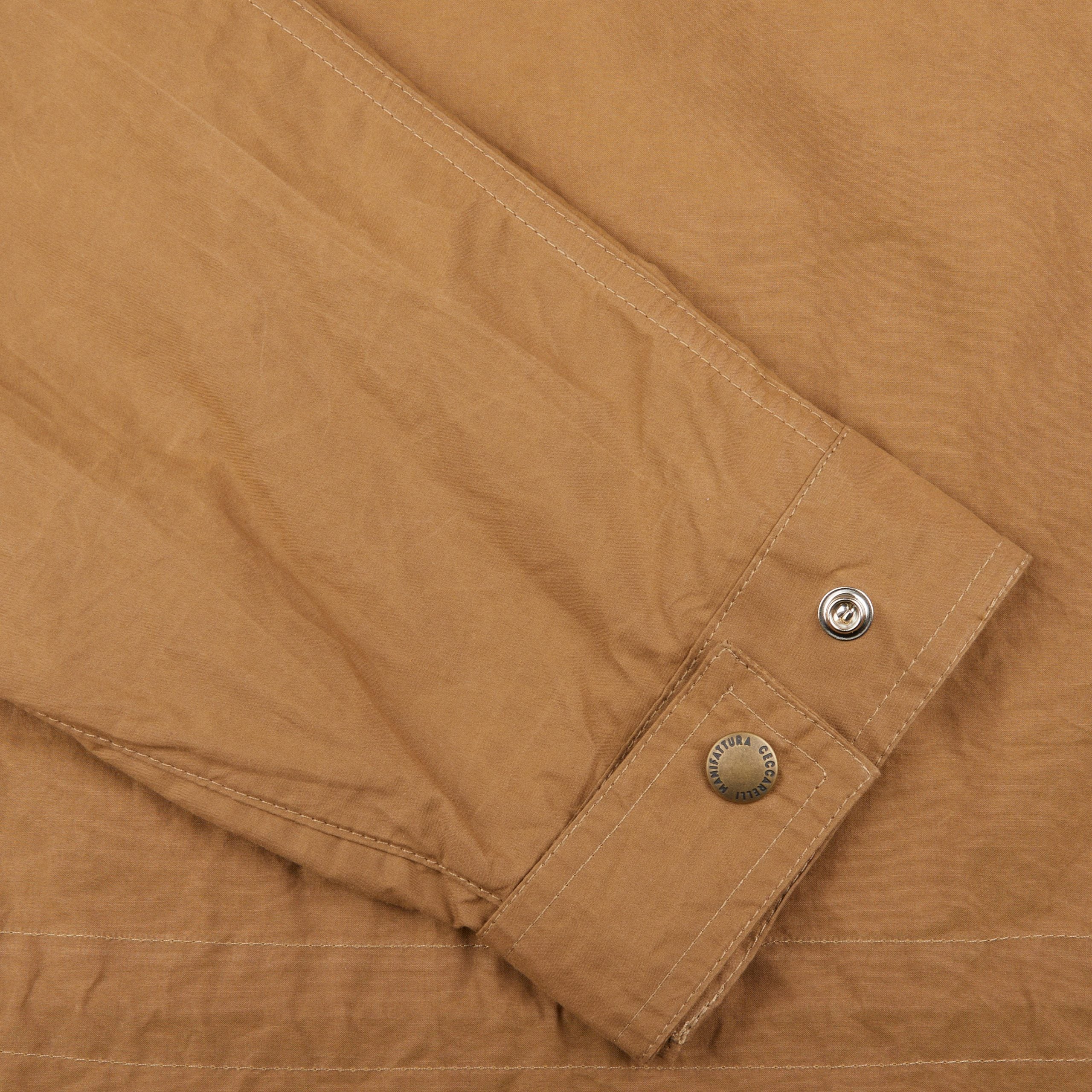 Manifattura Ceccarelli Dark Tan Cotton Canvas All Season Coat Cuff