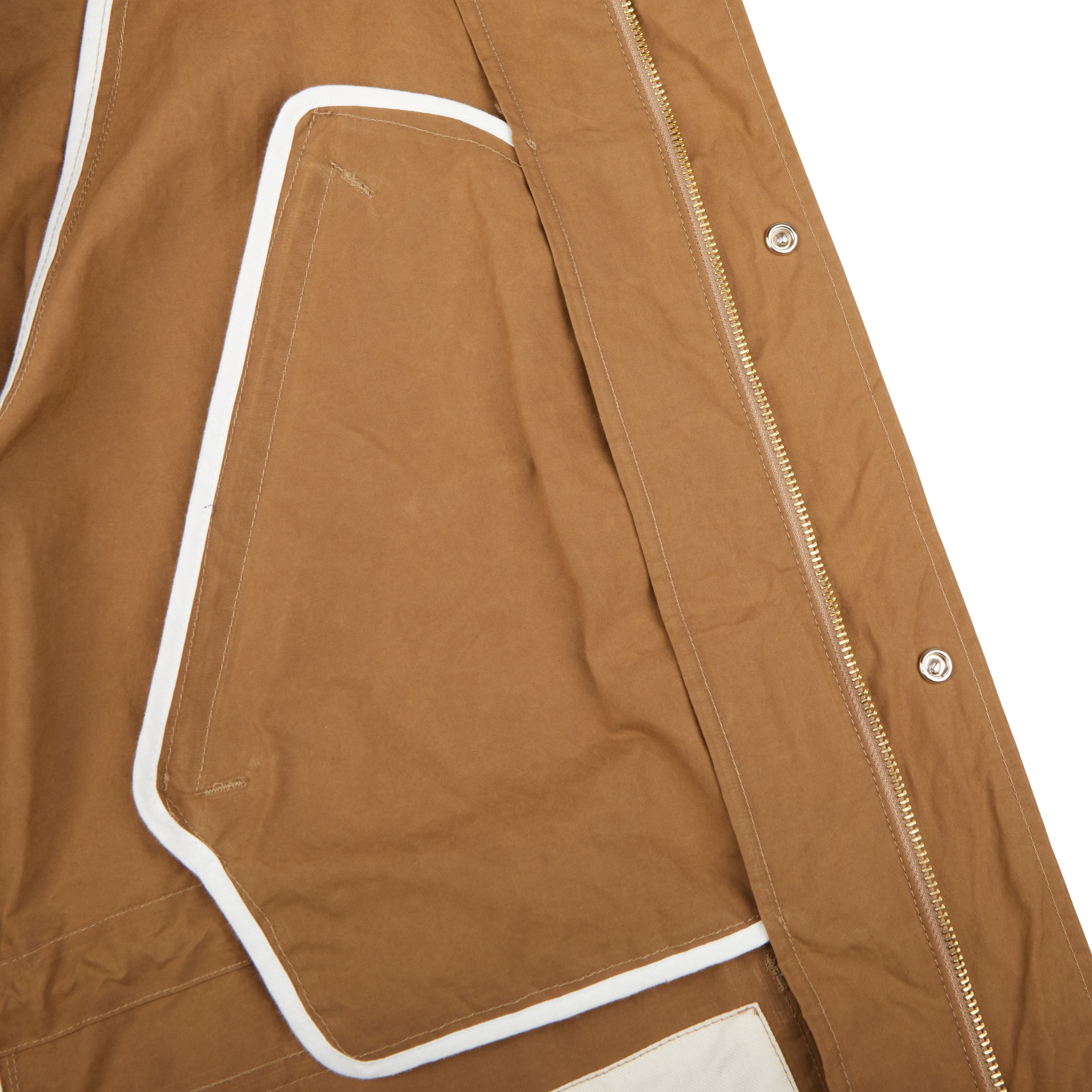 Manifattura Ceccarelli Dark Tan Cotton Canvas All Season Coat Inside