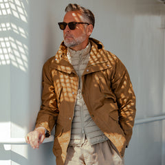 Manifattura Ceccarelli Dark Tan Cotton Canvas All Season Coat Model