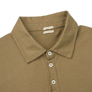 Massimo Alba Green Cotton Jersey Ischia LS Polo Shirt Collar