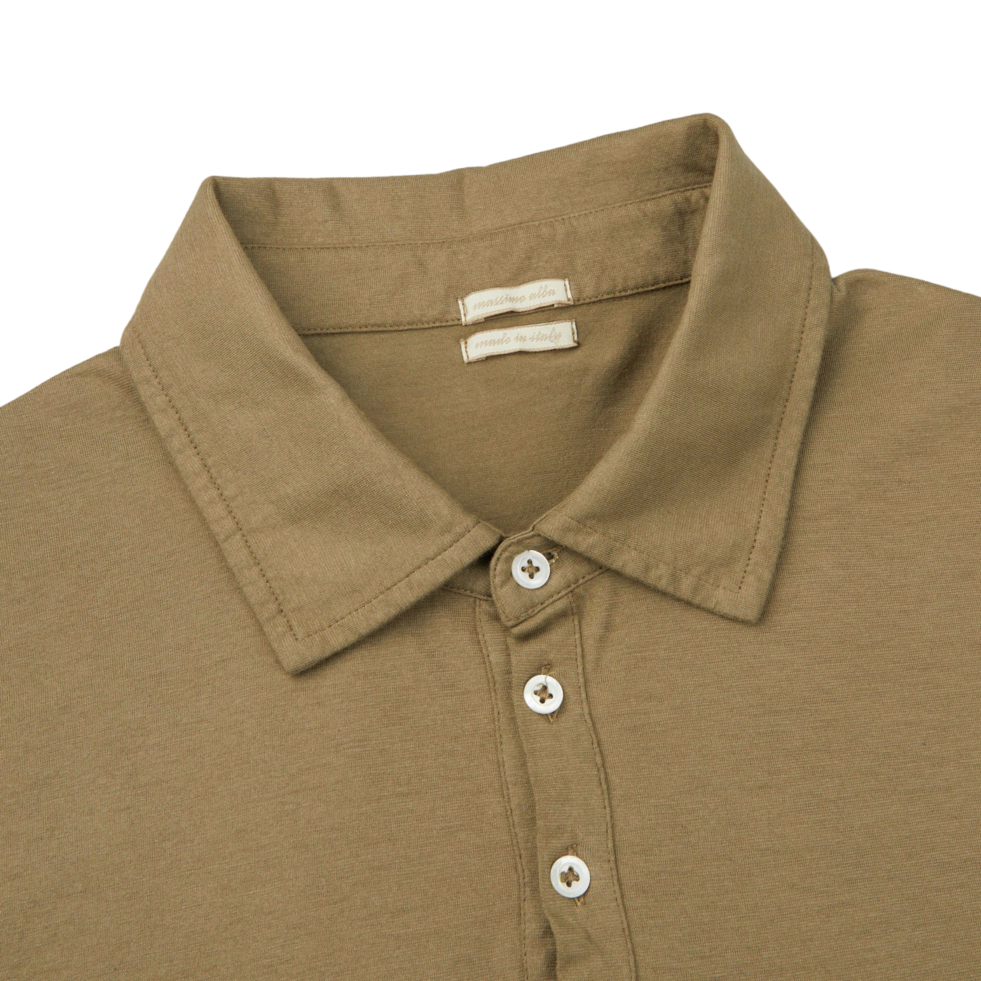 Massimo Alba Green Cotton Jersey Ischia LS Polo Shirt Collar