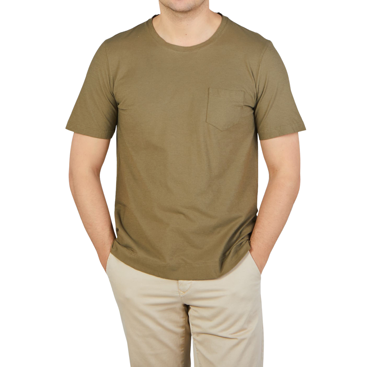 Massimo Alba Green Cotton Jersey Panarea T-Shirt Front
