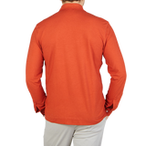 Massimo Alba Orange Cotton Jersey Ischia LS Polo Shirt Back1