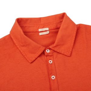 Massimo Alba Orange Cotton Jersey Ischia LS Polo Shirt Collar1