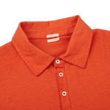 Massimo Alba Orange Cotton Jersey Ischia LS Polo Shirt Collar1
