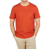 Massimo Alba Orange Cotton Jersey Panarea T-Shirt Front