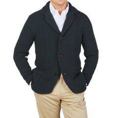 Maurizio Baldassari Green Blue Zegna Baruffa Wool Brenta Jacket Front