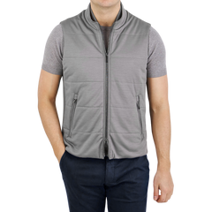 Maurizio Baldassari Grey Wool Loro Piana Storm System Gilet Front