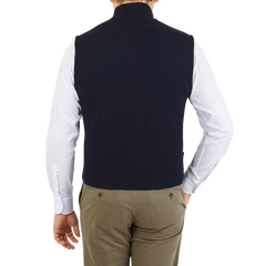 Maurizio Baldassari Navy Blue Knitted Virgin Wool Gilet Back