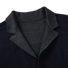 Maurizio Baldassari Navy Blue Reversible Knit Swacket Collar