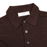 Mauro Ottaviani Brown Melange 16 Gauge Merino Wool Polo Shirt Collar