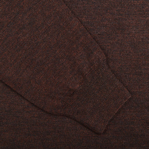 Mauro Ottaviani Brown Melange 16 Gauge Merino Wool Polo Shirt Cuff