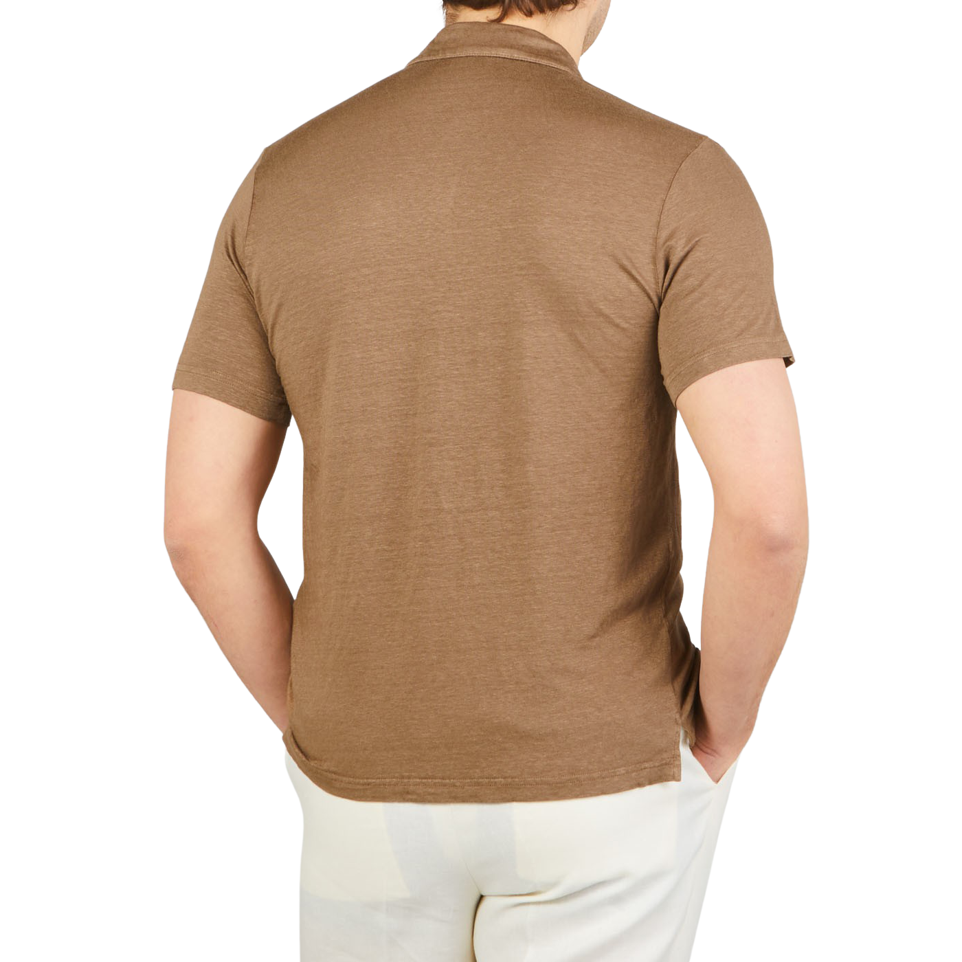 Mauro Ottaviani | Cinnamon Brown Washed Linen Polo Shirt