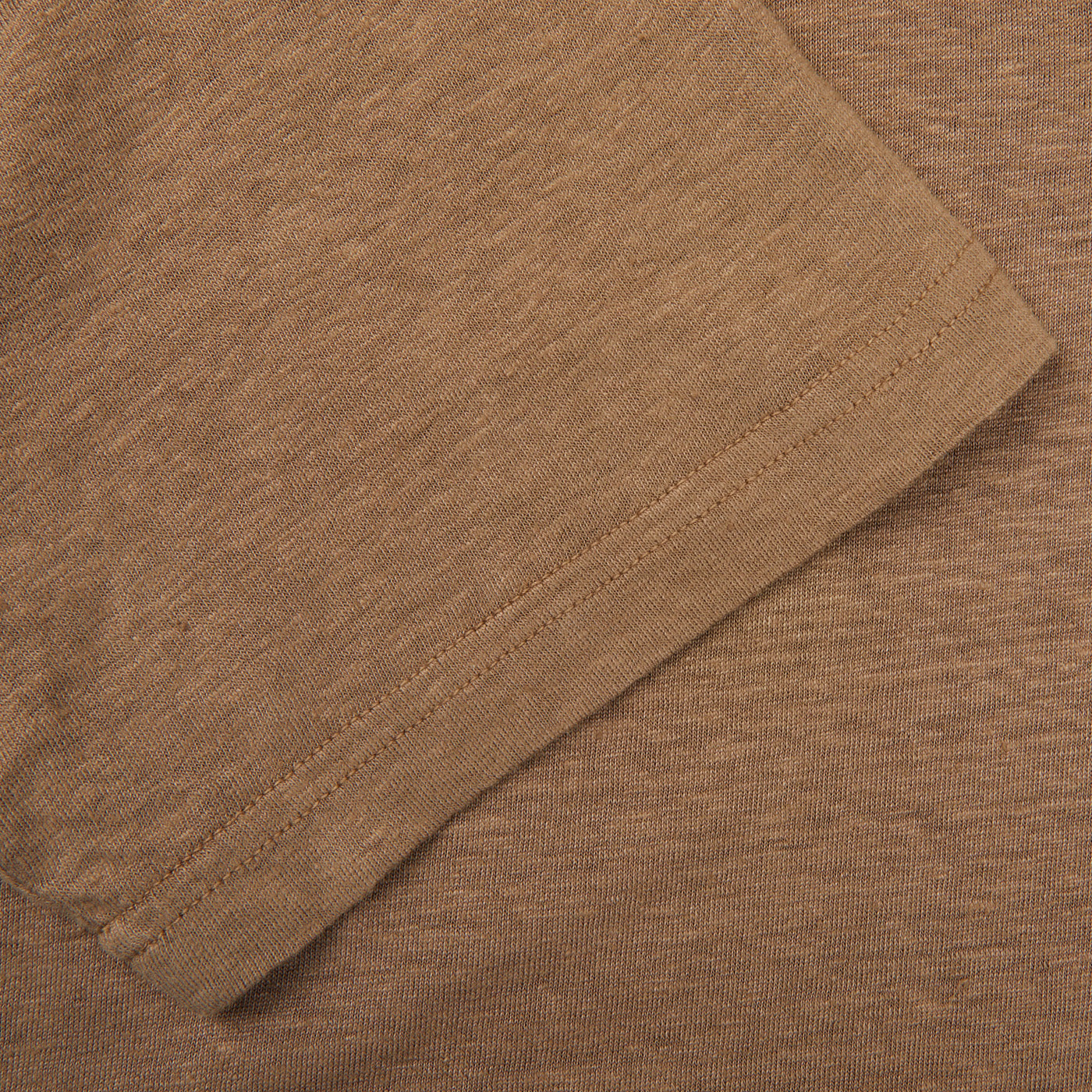 Mauro Ottaviani Cinnamon Brown Washed Linen Polo Shirt Cuff