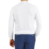 Mauro Ottaviani Clear White Cotton Long Sleeve Polo Shirt Back