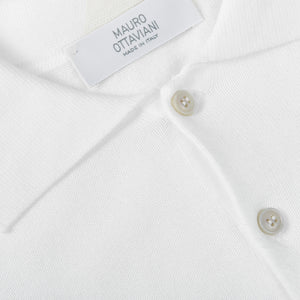 Mauro Ottaviani Clear White Cotton Long Sleeve Polo Shirt Brim1