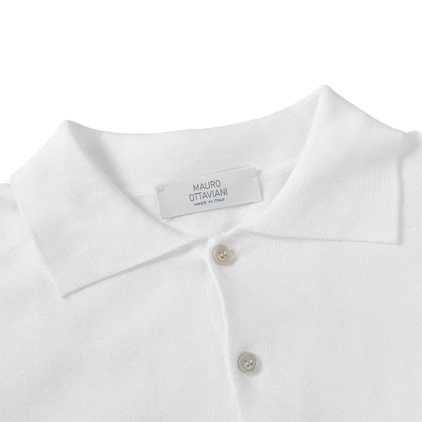 Mauro Ottaviani Clear White Cotton Long Sleeve Polo Shirt Collar1