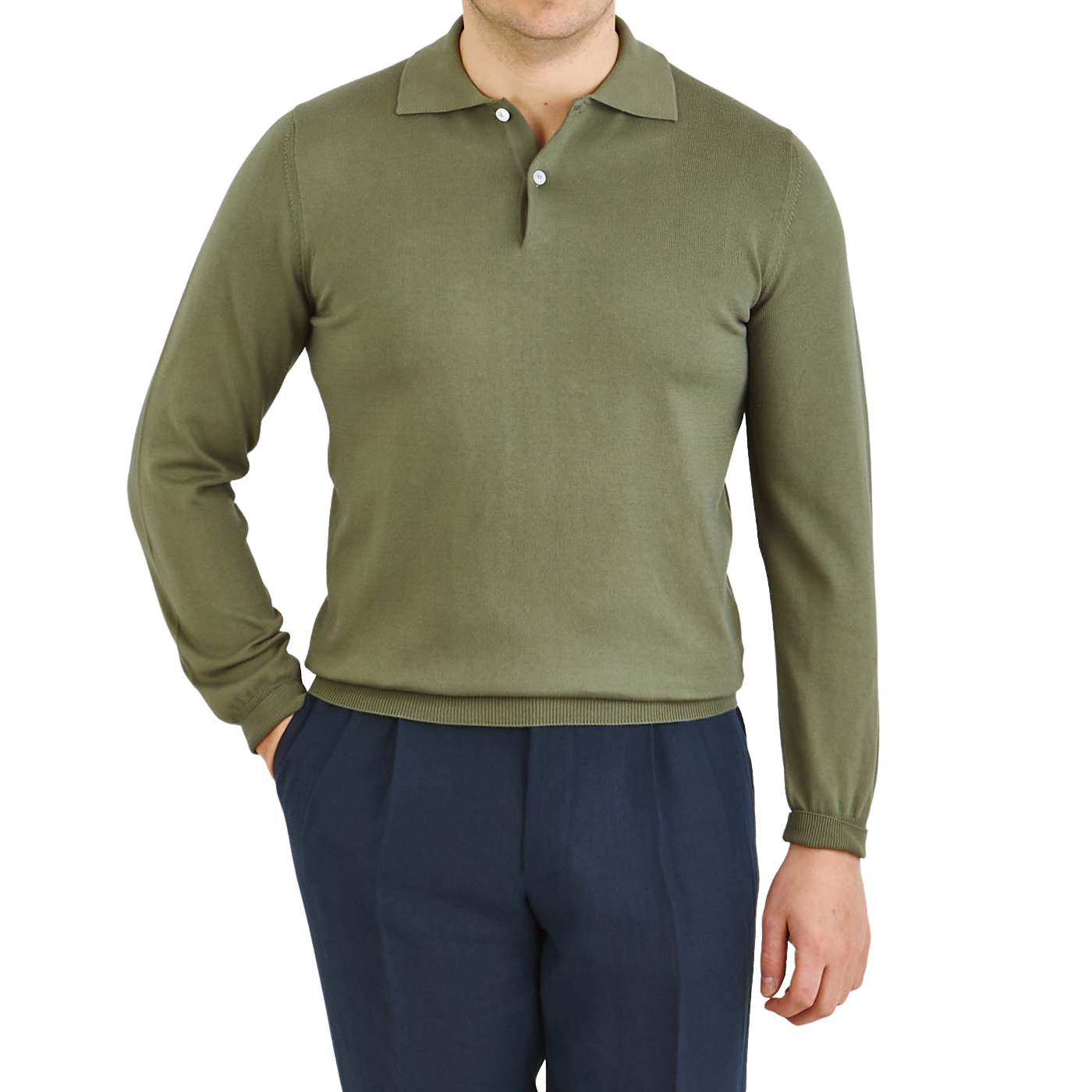 Mauro Ottaviani  Grass Green Supima Cotton LS Polo Shirt – Baltzar