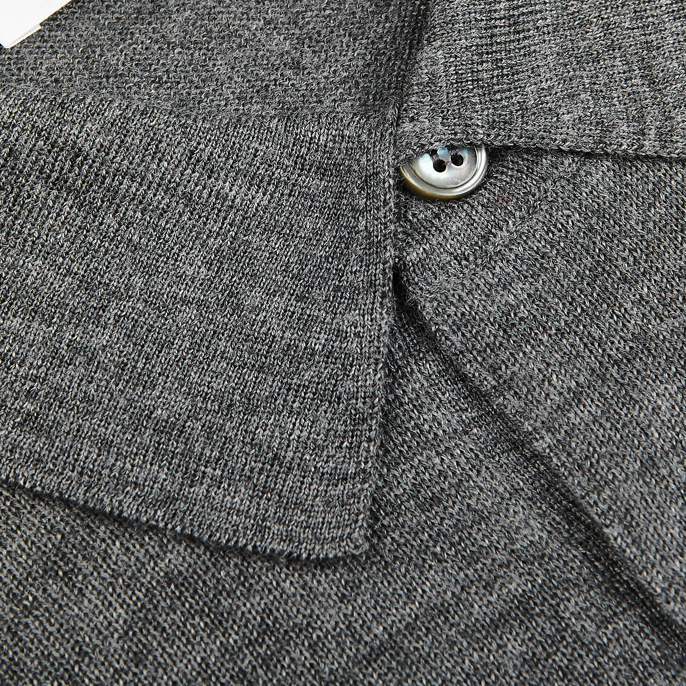 Mauro Ottaviani Grey Melange 16 Gauge Merino Wool Polo Shirt Brim