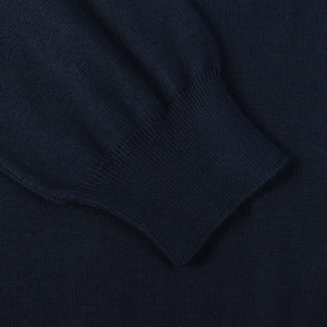 Mauro Ottaviani Navy Blue Cotton Long Sleeve Polo Shirt Cuff