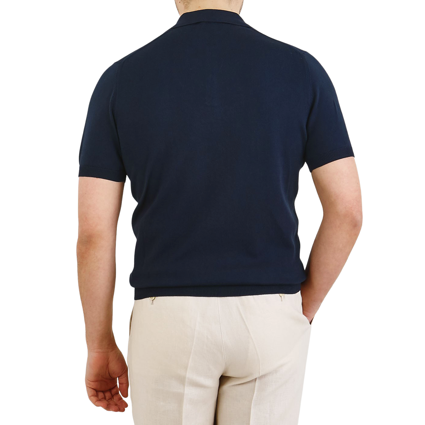 Mauro Ottaviani Navy Blue Cotton Polo Shirt Back