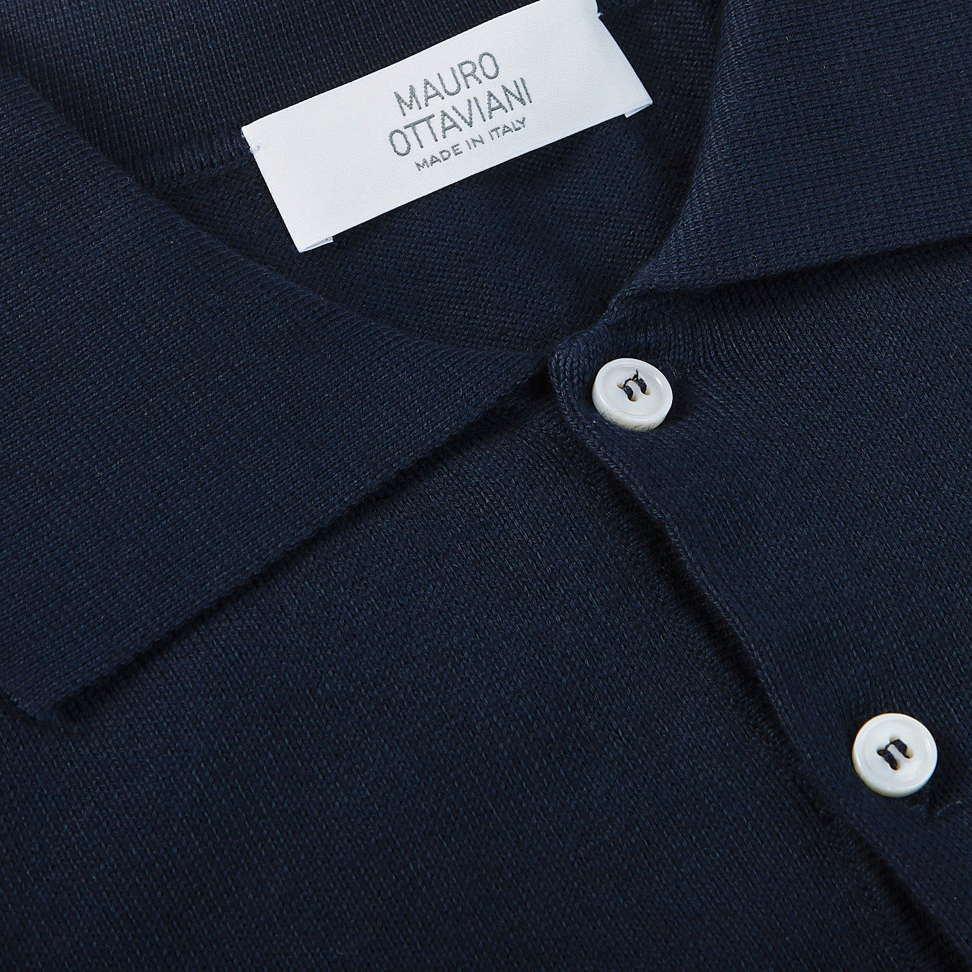 Mauro Ottaviani Navy Blue Cotton Polo Shirt Brim