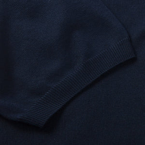 Mauro Ottaviani Navy Blue Cotton Polo Shirt Cuff