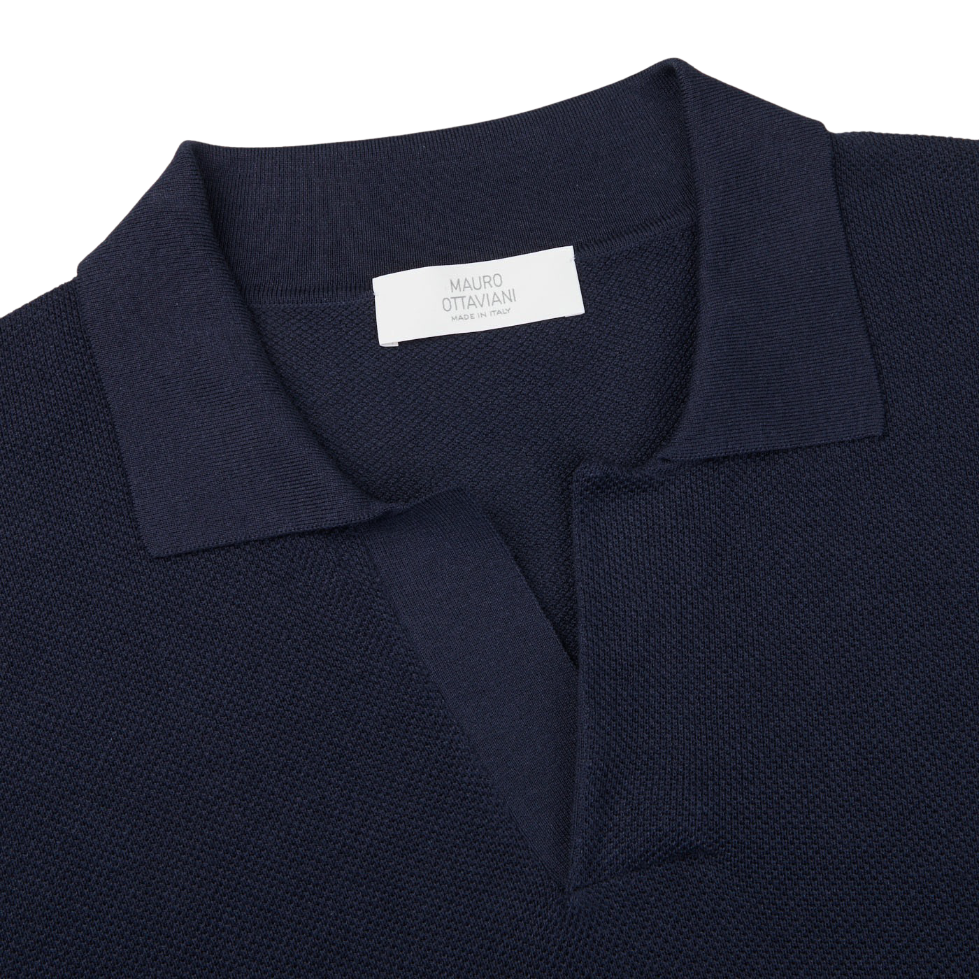 Mauro Ottaviani Navy Blue Cotton Silk Polo Shirt Collar