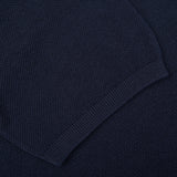 Mauro Ottaviani Navy Blue Cotton Silk Polo Shirt Cuff
