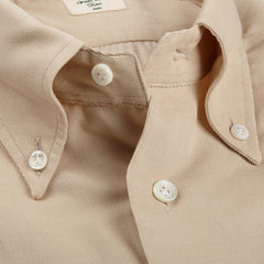 Mazzarelli Beige Cotton Corduroy BD Slim Shirt Open