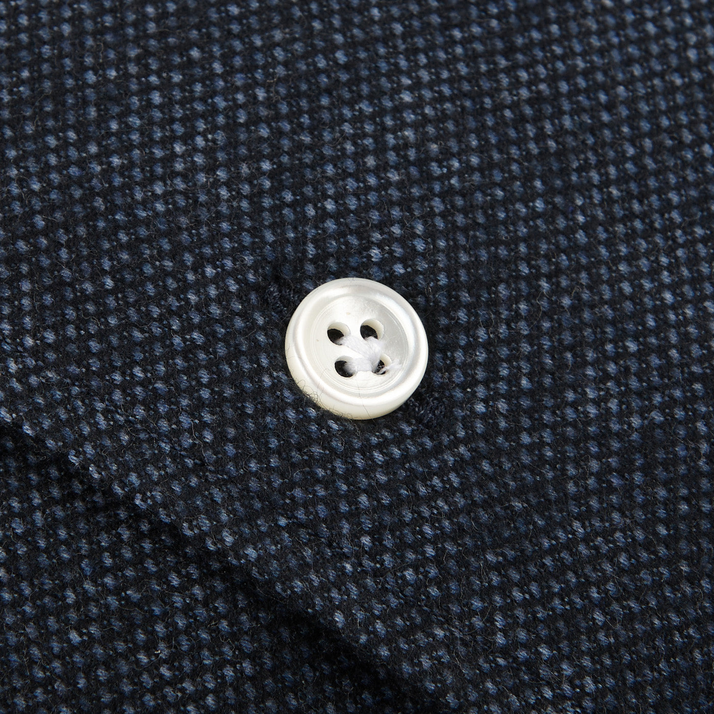 Mazzarelli Blue Melange Brushed Cotton Slim Shirt Button
