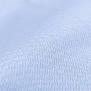 Mazzarelli Light Blue Slim Cutaway Herringbone Shirt Fabric