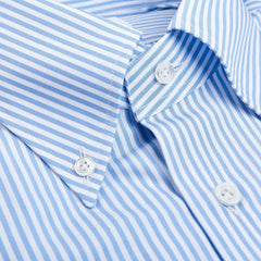 Mazzarelli Light Blue Striped Regular Fit Cotton Shirt Collar