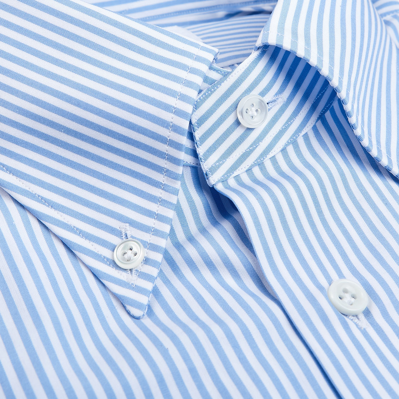 Mazzarelli | Light Blue White Striped Cotton BD Slim Shirt – Baltzar