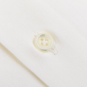 Mazzarelli Off White Cotton Twill BD Regular Shirt Button kopiera