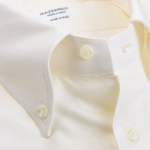 Mazzarelli Off White Cotton Twill BD Regular Shirt Open kopiera