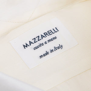 Mazzarelli Off White Cotton Twill BD Regular Shirt Tag kopiera