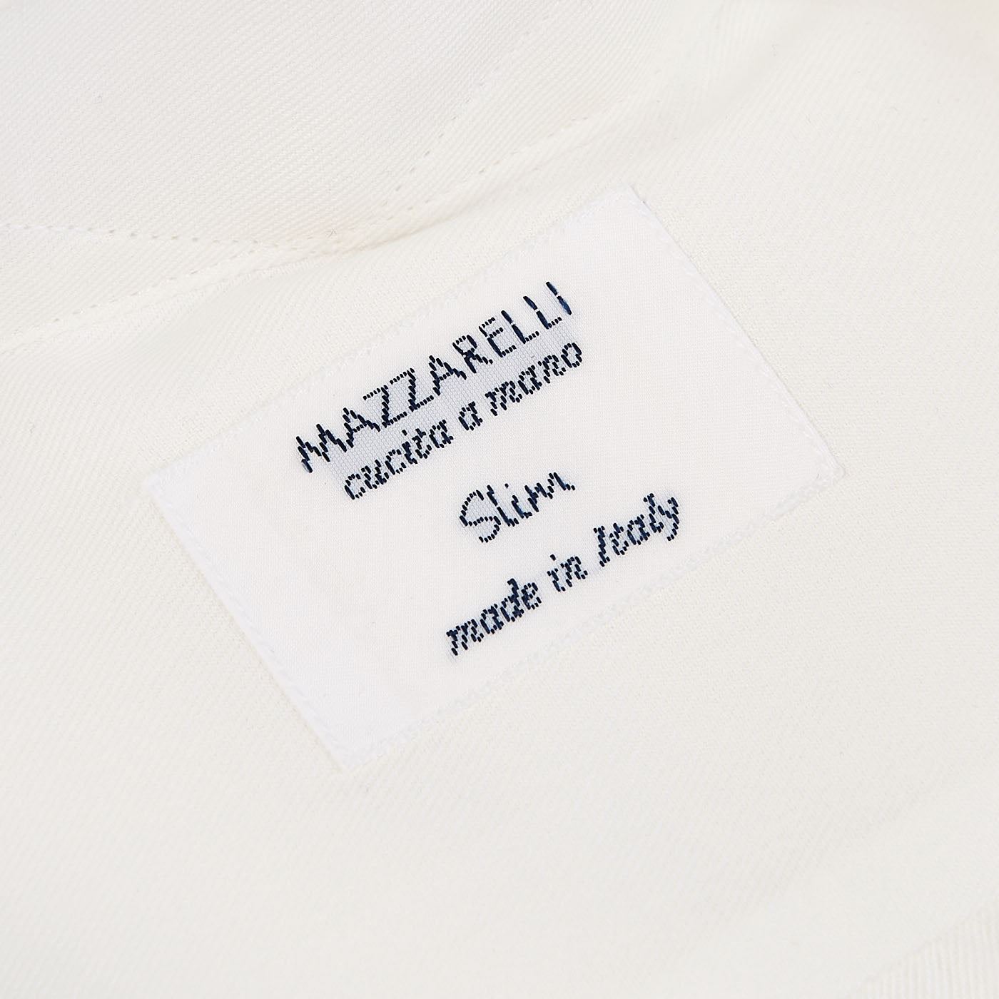 Mazzarelli Off White Cotton Twill BD Slim Shirt Tag