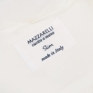 Mazzarelli Off White Cotton Twill BD Slim Shirt Tag