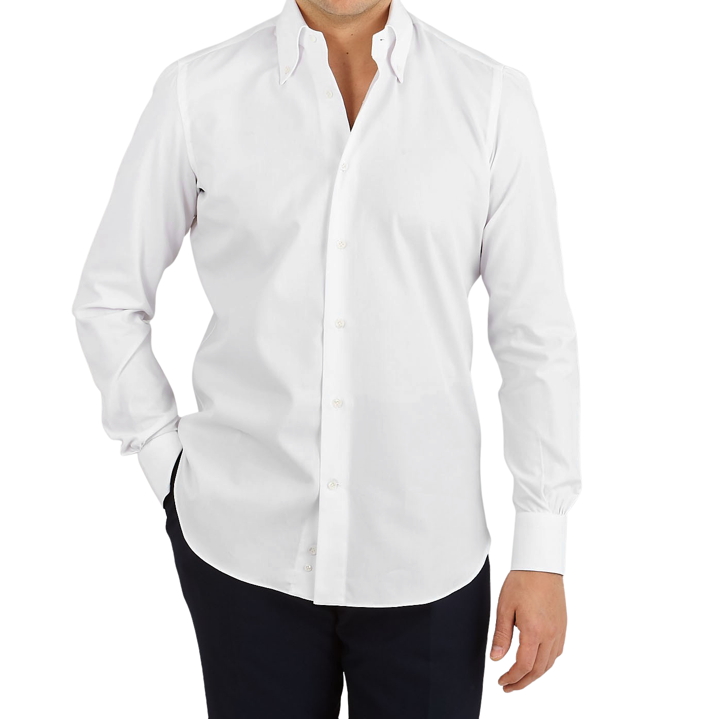 Mazzarelli White Royal Oxford BD Regular Shirt Front