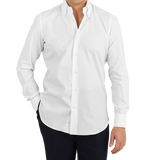 Mazzarelli White Royal Oxford BD Regular Shirt Front