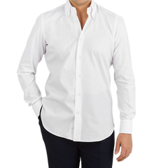 Mazzarelli White Royal Oxford BD Regular Shirt Front