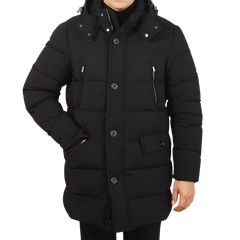 Moorer Black Technical Nylon Down Padded Parka Front