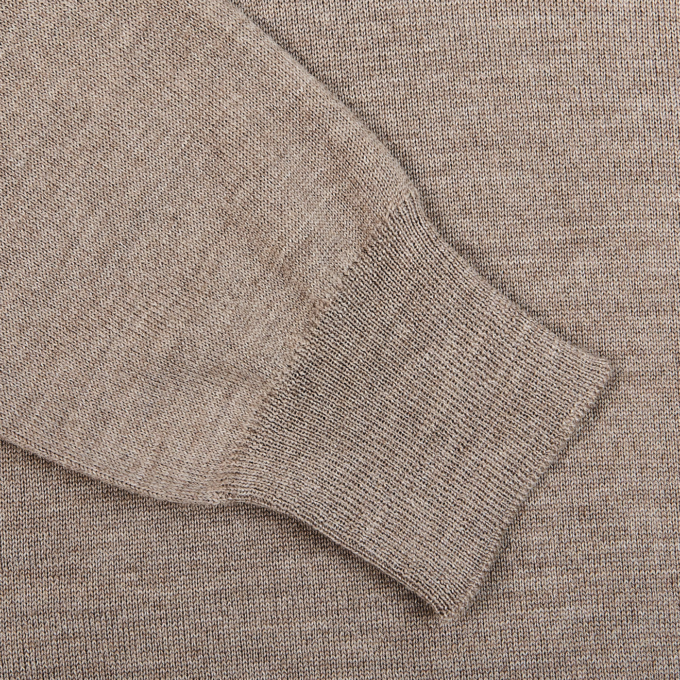 Morgano Taupe Beige Extrafine Merino Wool Mockneck Cuff