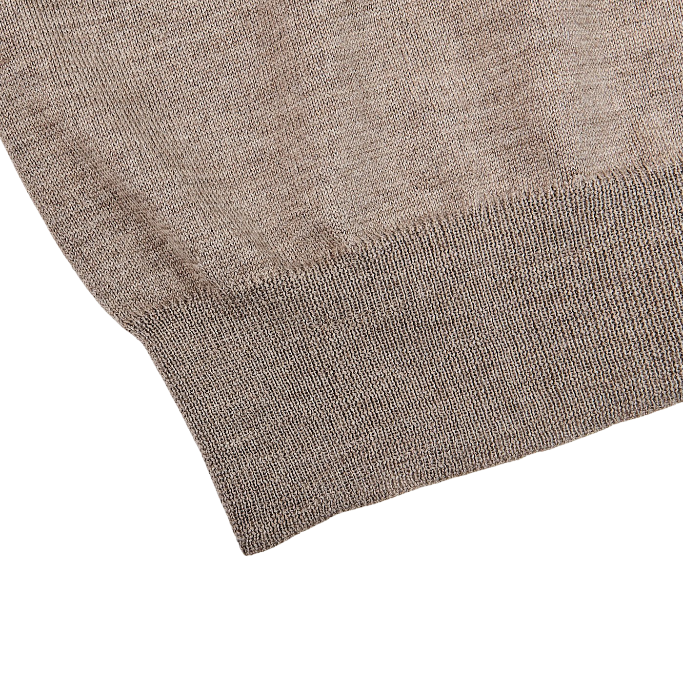 Morgano Taupe Beige Extrafine Merino Wool Mockneck Edge