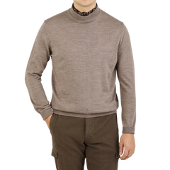 Morgano Taupe Beige Extrafine Merino Wool Mockneck Front.png1